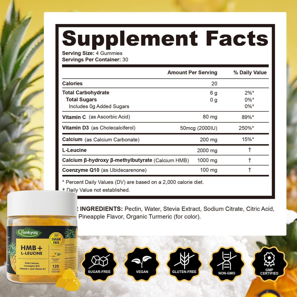HMB + Leucine Gummies — supplement facts panel